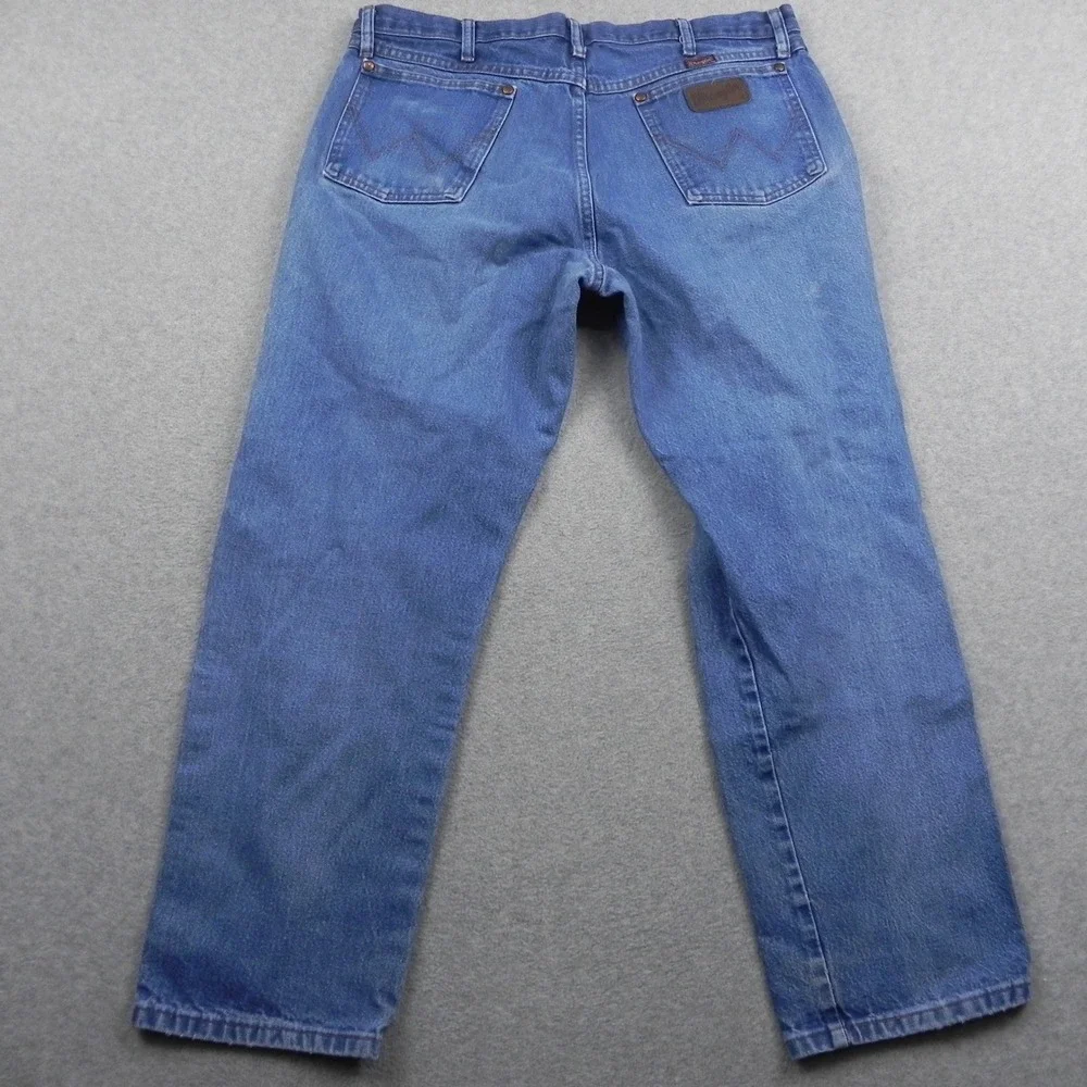 Wrangler Jeans Mens 36x30 Straight 31MWZPW Blue Distressed Denim Cowboy Cut